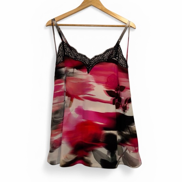 ALEXANDER MCQUEEN Torn Rose Silk Camisole Lace Floral Tank Top IT40 US4 NWT - Picture 2 of 8
